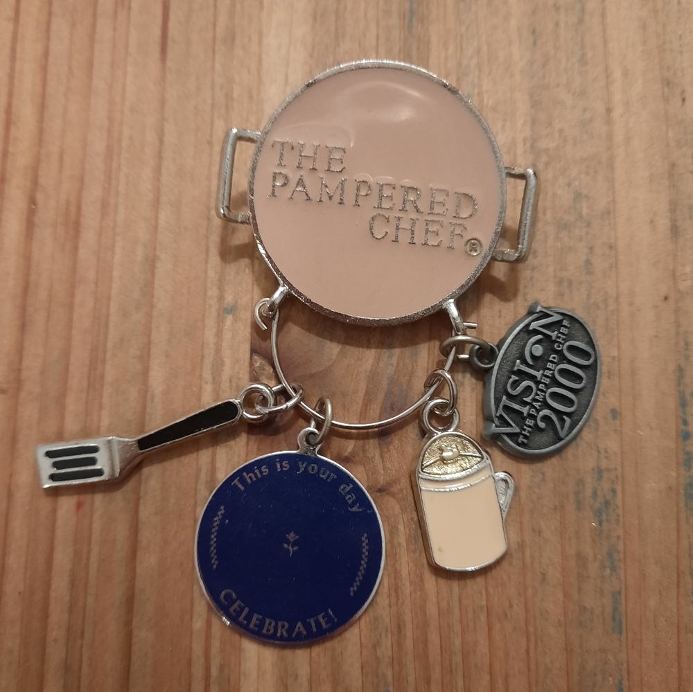 Vintage Pampered Chef pin with charms